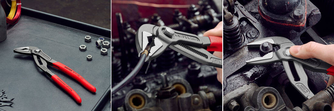 Mocne szczypce KNIPEX Cobra ES 250 mm o zwiększonym zakresie chwytu.