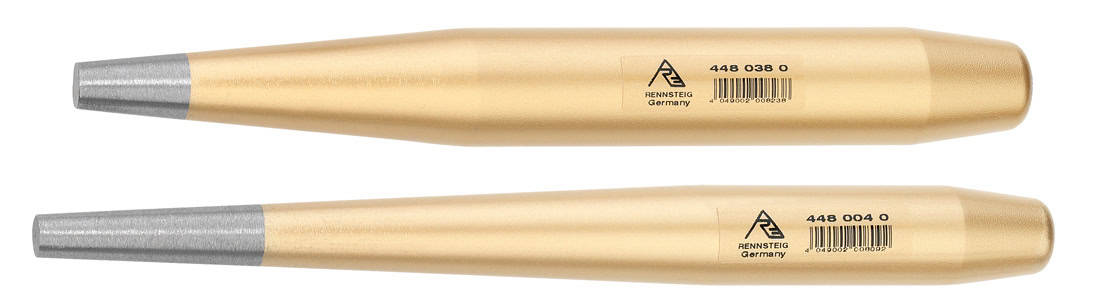 Przebijak i trzpień Rennsteig (narzędzia do prac montażowych) ze szlifowanym stożkiem roboczym, pokryte powłoką w kolorze złotym. Eksportuj do Arkuszy Te teksty ALT są zoptymalizowane pod kątem SEO, ponieważ zawierają kluczowe frazy (np. "Rennsteig", "punktak automatyczny", "wybijak zawleczek") oraz precyzyjny opis, co jest ważne dla dostępności i widoczności w wyszukiwarkach graficznych. Czy potrzebujesz dodatkowej pomocy w optymalizacji treści lub grafiki?