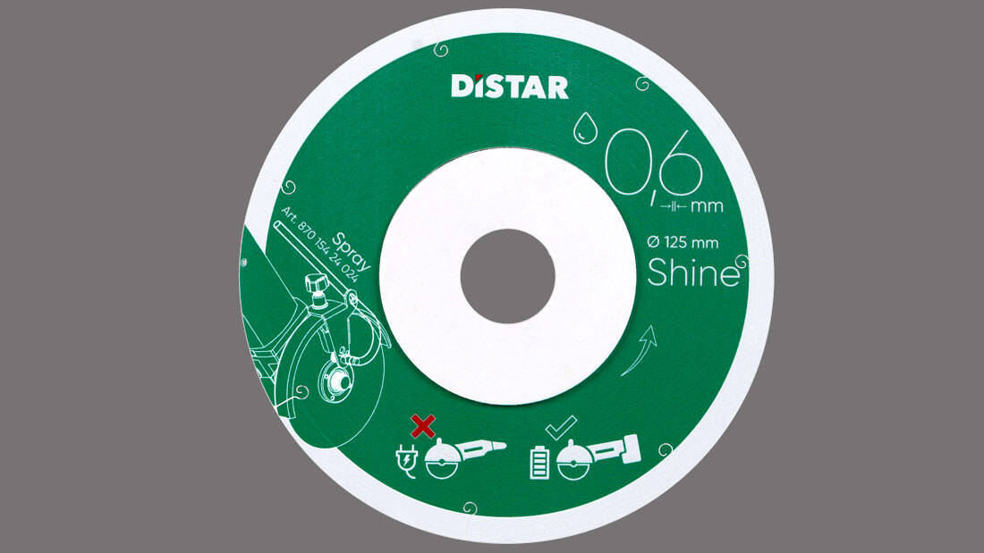 Tarcza diamentowa Distar Shine 125 mm 0.6 mm do szlifierek akumulatorowych.