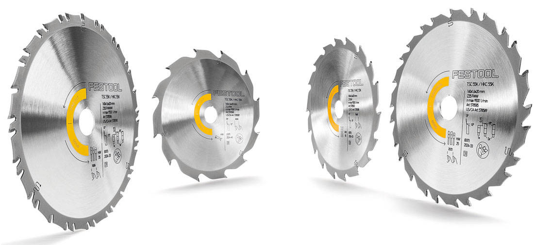 Tarcze tnące Festool do zagłębiarek TSC 55 i HKC – zestaw tarcz do różnych materiałów i zastosowań