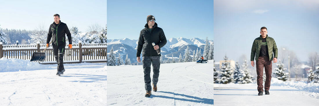 Kurtka robocza NEO TOOLS wykorzystywana do pracy w terenie zimą, zapewniająca ochronę termiczną i swobodę ruchu