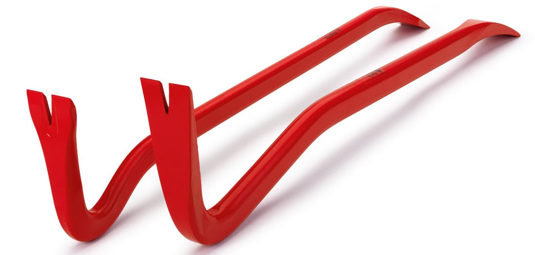 Zestaw dwóch profesjonalnych łomów RENNSTEIG z wyciągaczem do gwoździ, przeznaczonych do prac rozbiórkowych i montażowych