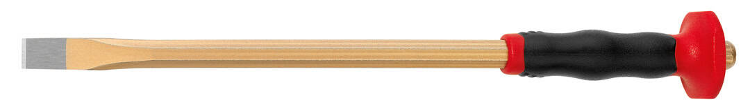 Przecinak murarski RENNSTEIG o przekroju ośmiokątnym podczas ręcznego kucia otworu w murze, praca młotkiem