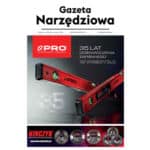 Okładka Gazety Narzędziowej 1/2026 z jubileuszem 35-lecia marki PRO – poziomice PRO na tle hasła „35 lat doświadczenia zapisanego w precyzji”.