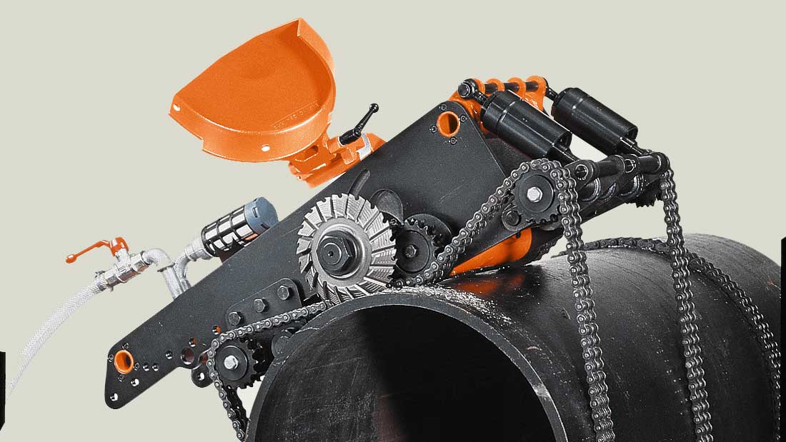 Frezarka pneumatyczna do rur FEIN z prowadzeniem łańcuchowym