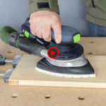 Festool DTSC 200 z podłączonym odkurzaczem, szlifowanie płyty drewnianej i efektywne odsysanie pyłu