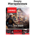 Okładka „Gazety Narzędziowej” 2/2026 z reklamą niwelatora PRO TYXER R i tarcz diamentowych Kinczyk.