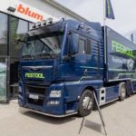 Mobilna ciężarówka Festool Roadshow 2026 przed siedzibą firmy Bivert w Lublinie