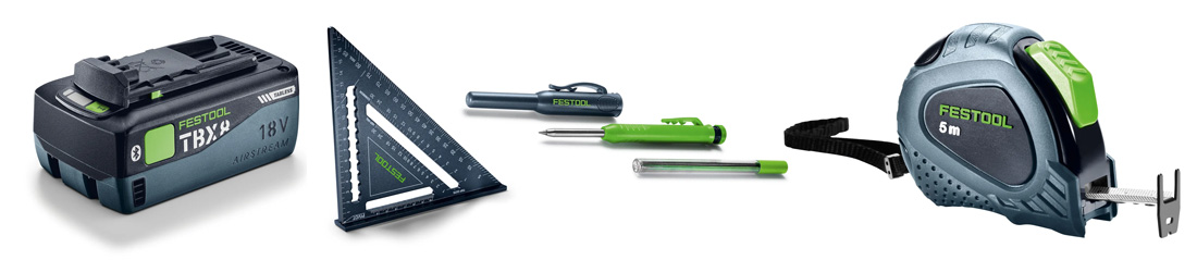 Akumulator Festool TBX 18 V, kątownik, narzędzia ręczne i miara jako nagrody dla uczestników Roadshow